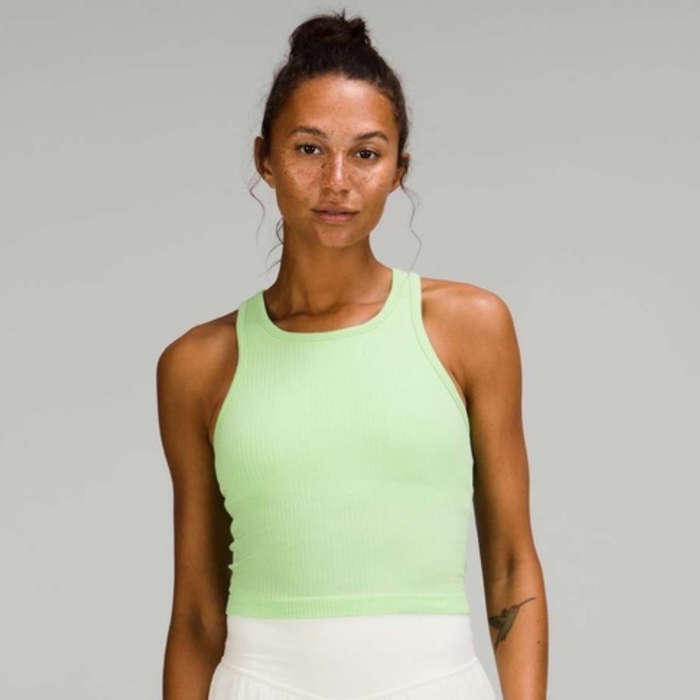 lululemon Ebb to Street Cropped Tank in scream green
